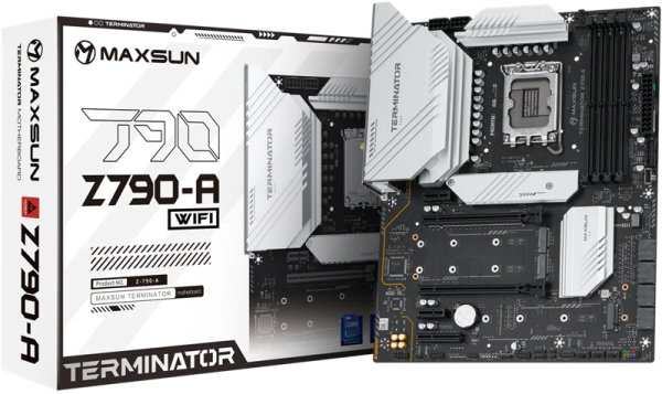 MAXSUN MS-Terminator Z790-A WIFI, LGA1700, Z790, 4*DDR5, 4*SATA3,4*M.2, USB 3.2, USB 2.0, Type-C, 1*PCIEx16, 1*PCIEx4, 1*PCIEx1, HDMI+DP, ATX