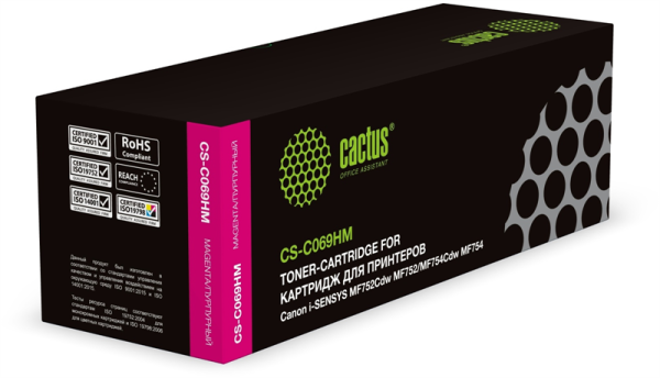 Картридж лазерный Cactus CS-C069HM 069H пурпурный (5500стр.) для Canon i-SENSYS MF752Cdw MF752/MF754