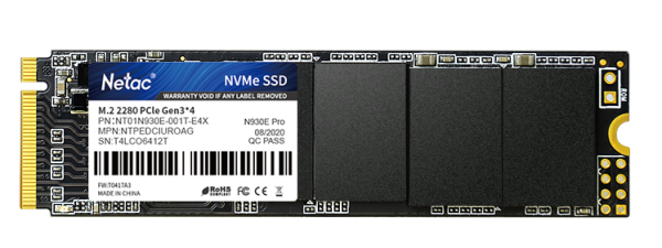 Netac SSD N930E Pro 1TB PCIe 3 x4 M.2 2280 NVMe 3D NAND, R/W up to 2130/1720MB/s, IOPS(R4K) 250K/220K, TBW 600TB, 3y wty