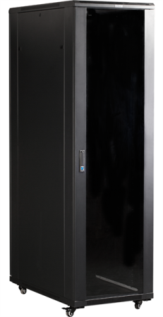 Фото Шкаф 19 Business, 42U 800x1200, черный, передняя дверь стекло, задняя дверь распашная металл