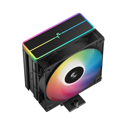 Фото DEEPCOOL AG400 BK ARGB V2 LGA1851/1700/1200/115X/AM5/AM4 (18шт/кор, TDP 220W, PWM, ARGB Fan 120mm, 4 тепл. трубки, черный) RET (R-AG400-BKAMMN-GJD)