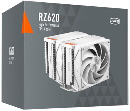 Фото PCCooler RZ620 WH, 2x120mm FAN, 6 HEAT PIPES, 4-PIN PWM, 500-2200 RPM, 32 DBA, FDB BEARING, LGA 1851/1700/1200/115X, AMD AM5/AM4