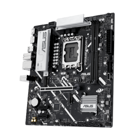 Фото ASUS PRIME B860M-K, LGA1851, B860, 2*DDR5, 4*SATA, 2*M.2, 3*USB 3.2, 3*USB 2.0, 1*PCIx16, 2*PCIx1, DP+HDMI, mATX; 90MB1JT0-M0EAY0