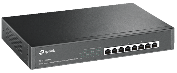 Фото TP-Link TL-SG1008MP, 8-Port Gigabit Desktop/Rackmount Switch with 8-Port PoE+, 153 W