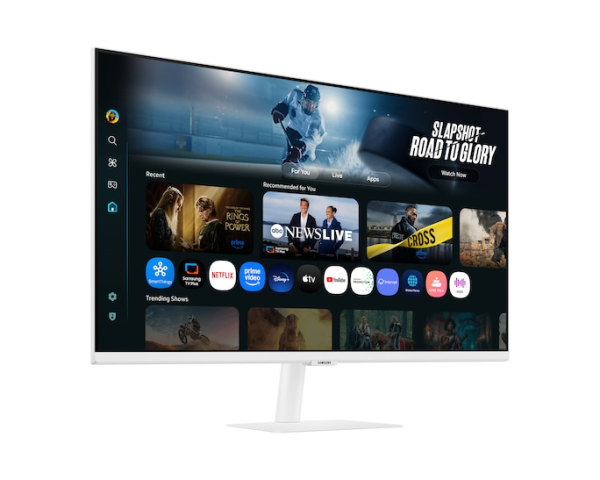 Фото Samsung 32" Smart monitor M7 S32FM703UI (VA 16:9 3840x2160x60Hz 4ms 300cd 3000:1 178/178 1млрд HDMI USB-C(65W) 2*USB 2.0 Spk10W Tizen HDR10+ sRGB 99% Tilt WiFi5 BT5.2 VESA White ПультДУ)