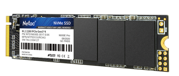 Фото Netac SSD N930E Pro 1TB PCIe 3 x4 M.2 2280 NVMe 3D NAND, R/W up to 2130/1720MB/s, IOPS(R4K) 250K/220K, TBW 600TB, 3y wty