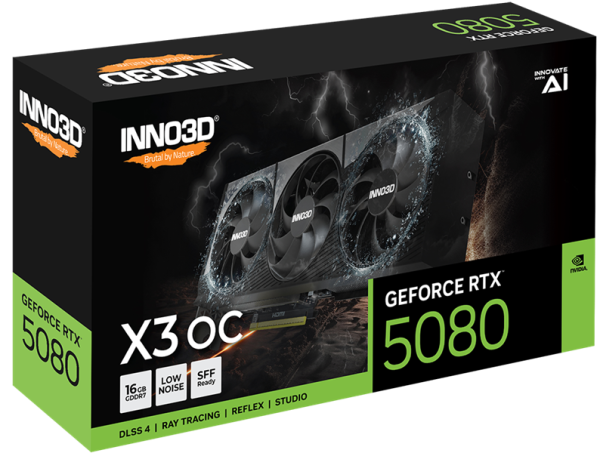 Фото INNO3D RTX 5080 X3 OC//RTX5080, HDMI, DP*3, 16G,D7