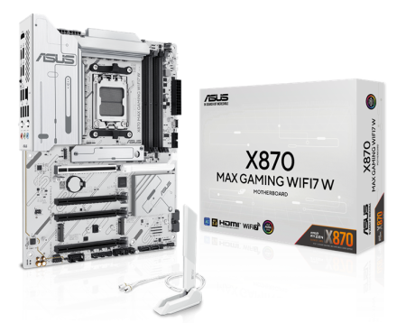 Фото ASUS X870 MAX GAMING WIFI7 W, AM5, X870, 4*DDR5, 4*SATA, 3*M.2, 4*USB 3.2, 4*USB 2.0, 2*Type-C, 5*PCIx16, HDMI, ATX; 90MB1LZ0-M0EAY0