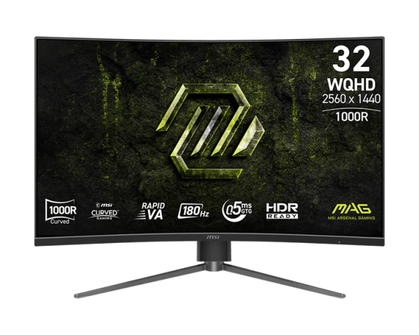 MSI MAG 325CQPF E18 31.5" 16:9 WQHD(2560x1440) Rapid VA Curve 1000R, 0,5ms(GTG), 3500:1, 100M:1, 300nit, 178/178, 2xHDMI 2.0, 1xDP 1.4, Tilt,Swivel,Height,VESA, 180HZ, Black, 1y war-ty