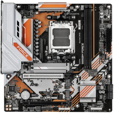 Фото GIGABYTE B850M FORCE, AM5, B850, 2*DDR5, 4*SATA, 3*M.2, 3*USB 3.2, 2*USB 2.0, Type-C, 2*PCIx16, 1*PCIx1, DP+HDMI, mATX