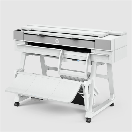 Фото HP DesignJet T950 MFP (p/s/c, 36",4color,2400x1200dpi,2Gb,21spp A1, 120 A1 p/hr, max roll d 140mm, GigEth/Wi-Fi,stand,media bin,rollfeed,sheetfeed,tray50 (A3/A4),autocutter,40 sheet L.F. Stacker,whit