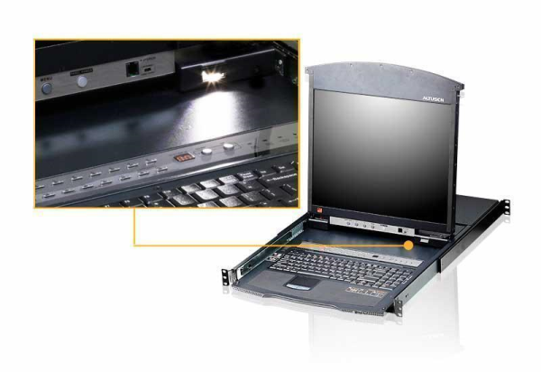Фото ATEN 8P CAT-5 HIGH DENSITY DUAL RAIL LCD KVM.