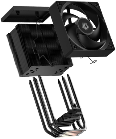 Фото ID-COOLING SE-904-XT BLACK LGA1851/1700/1200/115X/AM5/AM4 (16шт/кор, TDP 180W, PWM, 4 тепл.трубки прямого контакта, FAN 100mm) RET