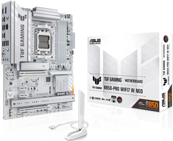 ASUS TUF GAMING B850-PRO WIFI7 W NEO, AM5, B850, 4*DDR5, 4*SATA, 3*M.2, 4*USB 3.2, 2*USB 2.0, Type-C, 3*PCIx16, 2*PCIx1, DP+HDMI, ATX; 90MB1NW0-M0EAY0