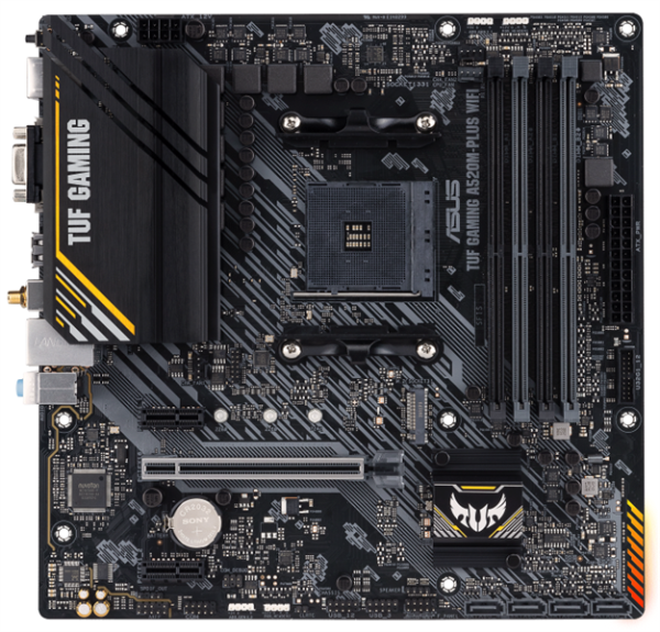 ASUS TUF GAMING A520M-PLUS WIFI, Socket AM4, A520, 4*DDR4, D-Sub+DVI+HDMI, SATA3 + RAID, Audio, Gb LAN, USB 3.2*7, USB 2.0*5, COM*1 header (w/o cable), mATX ;90MB17F0-M0EAY0