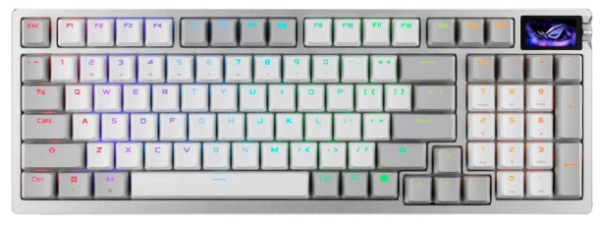 Фото ASUS M901 ROG AZOTH 96 HE, Wired, 2.4GHz RF, Bluetooth 5.1, 96%, ABS, RGB Lighting, White