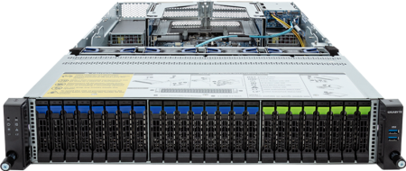 Фото Gigabyte Server Platform R283-S98 / 2U / 2xIntel (Gen 4/5) / 2xHS / 32xDIMM / 8xSFF NVMe/SATA/SAS + 16xSFF SATA/SAS + 2xSFF SATA/SAS / 2x1GbE / 2xOCP 3.0 / 4xFHHL / 2x2000W / Rails / 1Y