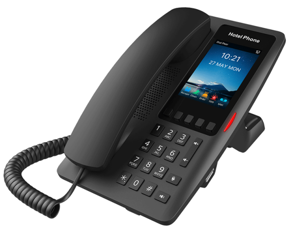 Fanvil H6W, 2 SIP-акк., 3.5", 320x480 Цвет. экран, POE, БП в комп., 1x100 Mbps, Wi-Fi 6, Чёрный, 5 прог. клав.