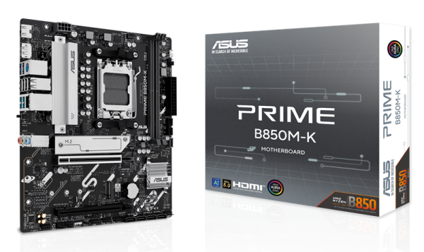 Фото ASUS PRIME B850M-K, AM5, B850, 2*DDR5, 4*SATA, 2*M.2, 4*USB 3.2, 4*USB 2.0, 3*PCIx16, 2*PCIx1, DP+HDMI, mATX; 90MB1LV0-M0EAY0