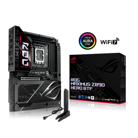Фото ASUS ROG MAXIMUS Z890 HERO BTF, LGA1851, Z890, 4*DDR5, 4*SATA, 6*M.2, 8*USB 3.2, Type-C, 2*PCIx16, 1*PCIx1, 2*Thunderbolt™ 4, HDM, ATX; 90MB1KG0-M0EAY0