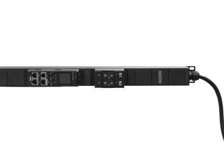 Фото Блок розеток HIDEN EXPERT однофазный, вертикальный, 20 розеток IEC C13, 4 розетки IEC C19, 32А, авт. выкл., мониторинг/измерение, кабель питания 3м вилка IEC 60309 32А (2P+E), возможность установки в лоток Zero-U, корпус алюминий,