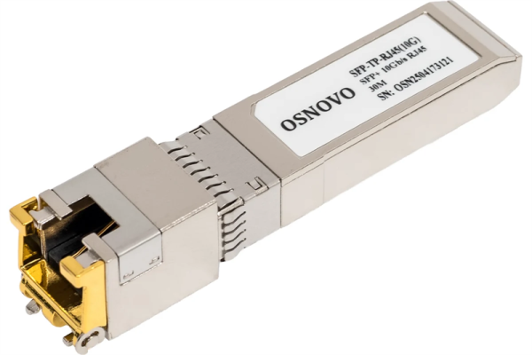 OSNOVO SFP-TP-RJ45(10G) SFP модуль 10G Ethernet с разъемом RJ45. Скорость 10 Гбит/с. Расстояние передачи - 30 м. Размеры (ШхВхГ): 13,8x13,7x68мм. Рабочая температура: 0…+70°С.