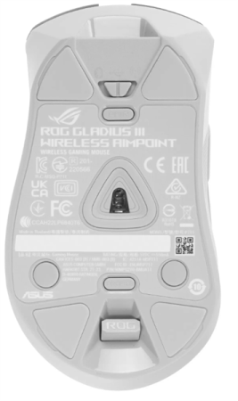 Фото ASUS ROG GLADIUS III WL AIMPOINT, 79g, Wired, 2.4GHz RF, Bluetooth 5.1, 36K DPI sensor, 6 Programmable Buttons, White