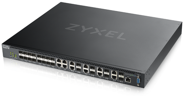 Фото Мультигигабитный L3 Core Zyxel NebulaFlex Pro XS3800-28, rack 19", 4xRJ-45: 1/2,5/5/10G, 8xCombo (SFP: 1/10G, RJ-45: 1/2,5/5/10G), 16xSFP+, стекируемый (до 4), 2 блока питания в комплекте