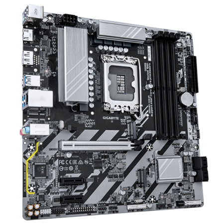 Фото GIGABYTE B860M D3HP, LGA1851, B860, 4*DDR5, 4*SATA, 2*M.2, 3*USB 3.2, 3*USB 2.0, 3*PCIx16, DP+HDMI, mATX