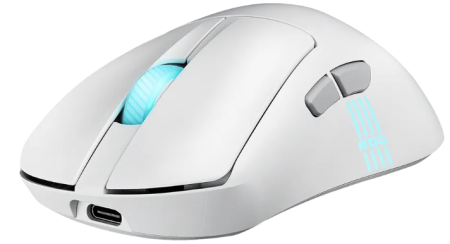Фото ASUS ROG KERIS II ORIGIN, 54g, Wired, 2.4GHz RF, Bluetooth 5.1, 42K DPI sensor, 5 Programmable Buttons, White
