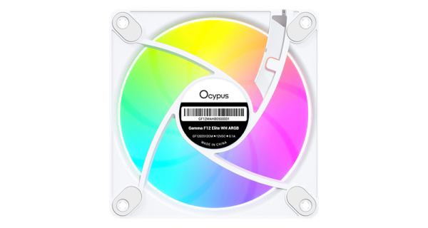Фото Ocypus Gamma F12 Elite WH ARGB, 120x120x25mm, 4-PIN PWM, 600-1800 RPM, 26 DBA MAX, HYDRO BEARING