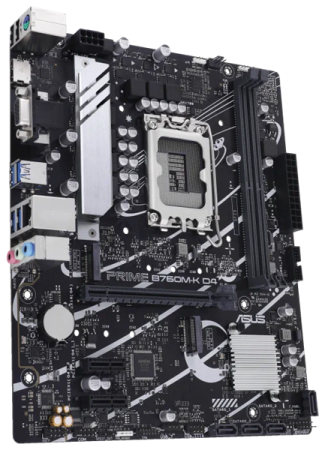 Фото ASUS PRIME B760M-K D4, LGA1700, B760, 2*DDR4, 4*SATA, 2*M.2, 4*USB 3.2, 2*USB 2.0, 1*PCIx16, 2*PCIx1, VGA+HDMI, mATX; 90MB1DS0-M1EAY0
