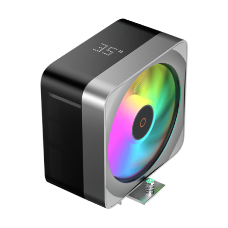 Фото Ocypus Delta A40 EX BK Digital, 120mm ARGB FAN, Top Display Panel, 4 HEAT PIPES, 4-PIN PWM, 500-1800 RPM, 29DBA, HYDRO BEARING, LGA115X/1200/1700/18XX, AM4/AM5