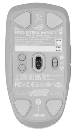 Фото ASUS ROG STRIX IMPACT III WIRELESS, 57g, 2.4GHz RF, Bluetooth, 36K DPI Sensor, 5 Programmable Button, White