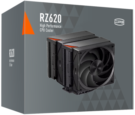 Фото PCCooler RZ620 BK, 2x120mm FAN, 6 HEAT PIPES, 4-PIN PWM, 500-2200 RPM, 32 DBA, FDB BEARING, LGA 1851/1700/1200/115X, AMD AM5/AM4