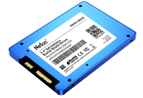 Фото Netac SSD N600S 256GB 2.5 SATAIII 3D NAND, 7mm, R/W up to 540/490MB/s, TBW 140TB, 5y wty