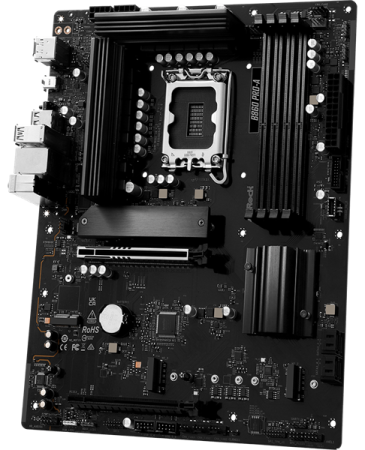 Фото ASROCK B860 PRO-A, LGA1851, B860, 4*DDR5, 4*SATA, 4*M.2, 6*USB 3.2, 2*USB 2.0, Type-C, 2*PCIx16, 1*M.2 (Key E), HDMI+DP, ATX