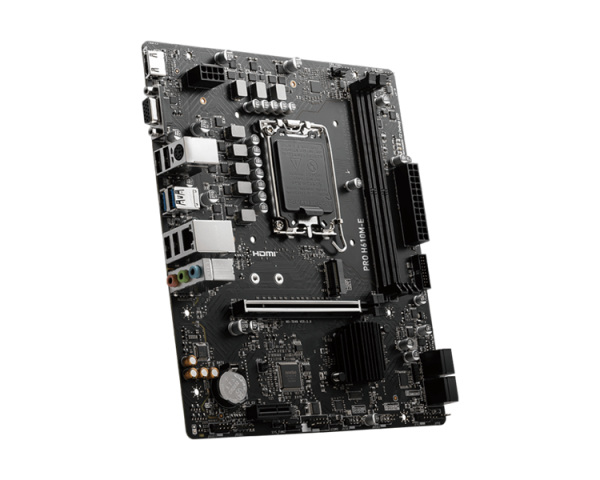 Фото MSI PRO H610M-E DDR5 s1700,2DDR5,1PCI-Ex16,1PCI-Ex1,1M.2,4SATA3.0,4USB3.2Gen1, mATX,RTL