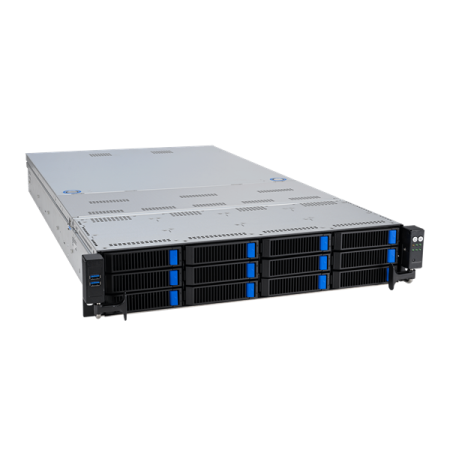 Фото ASUS RS720-E11-RS12U 2U, 2x LGA4677, 32x DDR5(4800), 12x 3,5 (8xNVMe/SAS/SATA+4 NVMe/SATA), 2xM.2 slot 2280, 6x PCIe G5 x8 or 3 x PCIe G5 x16, up to 4 dual-slot GPUs, 1x OCP 3.0, 2x10Gbe RJ45, 2x2600W