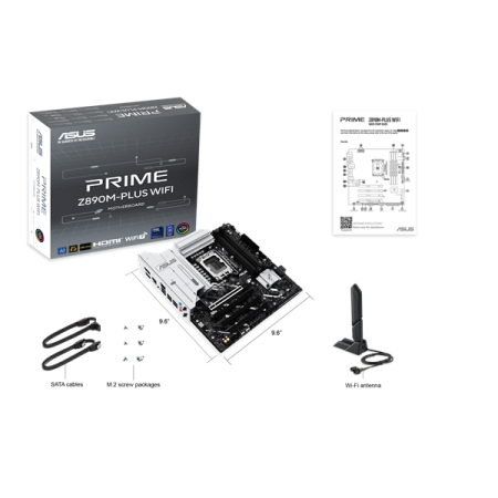 Фото ASUS PRIME Z890M-PLUS WIFI, LGA1851, Z890, 4*DDR5, 6*SATA, 3*M.2, 5*USB 3.2, 4*USB 2.0, Type-C, 3*PCIx16, HDMI+DP, mATX; 90MB1J80-M0EAY0