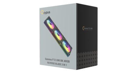 Фото Ocypus Gamma F12 UNI BK ARGB REVERSE BLADE 3 IN 1, 3x120x120x25mm, 4-PIN PWM, 800-1800 RPM, 31 DBA MAX, HYDRO BEARING