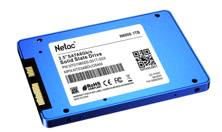 Фото Netac SSD N600S 1TB 2.5 SATAIII 3D NAND, 7mm, R/W up to 560/520MB/s, TBW 560TB, 5y wty