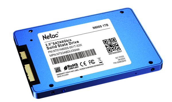 Фото Netac SSD N600S 1TB 2.5 SATAIII 3D NAND, 7mm, R/W up to 560/520MB/s, TBW 560TB, 5y wty