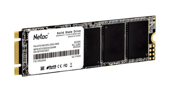 Фото Netac SSD N535N 256GB M.2 2280 SATAIII 3D NAND, R/W up to 540/490MB/s, TBW 140TB, 3y wty