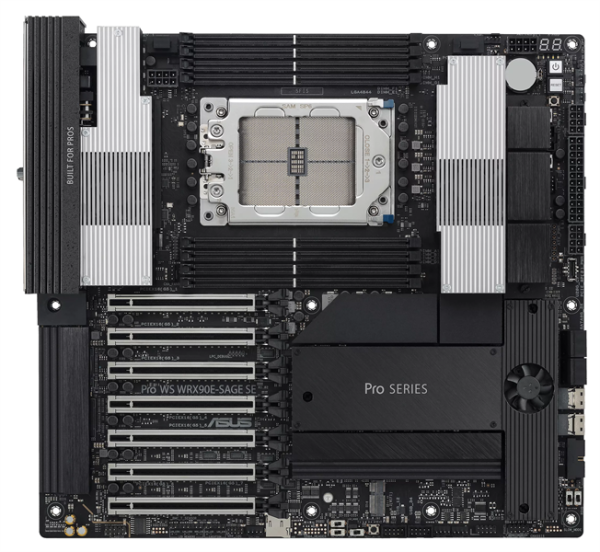 ASUS PRO WS WRX90E-SAGE SE, AMD WRX90, 8*DDR5, 4*SATA, 4*M.2, 2 x SlimSAS, 6*USB 3.2, 1*USB 2.0, 2*Type-C,7*PCIx16, VGA, CEB; 90MB1FW0-M0EAY0
