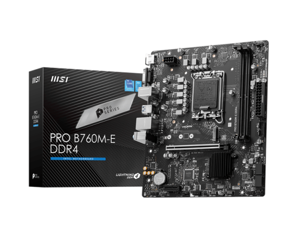 Фото MSI PRO B760M-E DDR4 LGA1700,2DDR4,1PCI-Ex16,1PCI-Ex1,1M.2 Gen4,4SATA3.0,4USB3