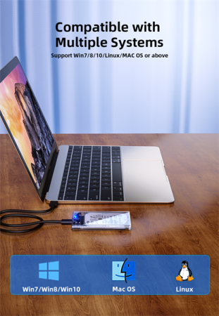 Фото Netac WH11 2.5 SATA to USB3.0 External HDD/SSD Case, Slide Transparent Cover, with USB3.0 A to B cable