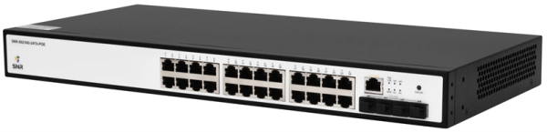 Фото SNR Управляемый коммутатор уровня 2+, 24 порта 10/100/1000Base-T с поддержкой POE, 4 порта 1/10G SFP+, бюджет POE 370W