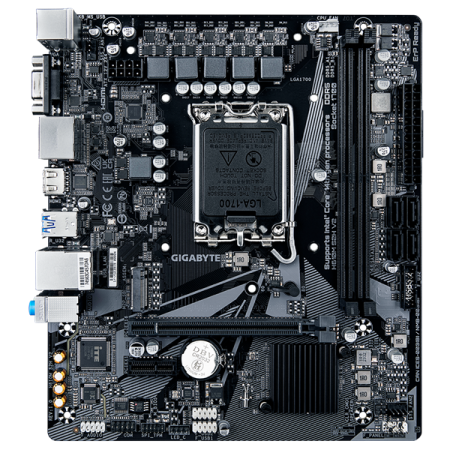 Фото GIGABYTE H610M S2H, LGA1700, H610, 2*DDR5, 4*SATA, 1*M.2, 2*USB 3.2, 4*USB 2.0, 1*PCIx16, 1*PCIx1, D-Sub+HDMI+2*DP, mATX