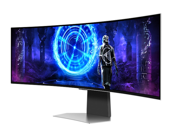Фото Samsung 49" Odyssey OLED G9 G95SD S49DG952SI Curved (OLED 32:9 5120x1440x240Hz 0,03ms 250cd 1M:1 178/178 1,07B DP; HDMI; Micro HDMI USB-Cx2 SmartTV,WiFi5, BT5.2, RC Spk 2x5W HAS Tilt VESA Silver